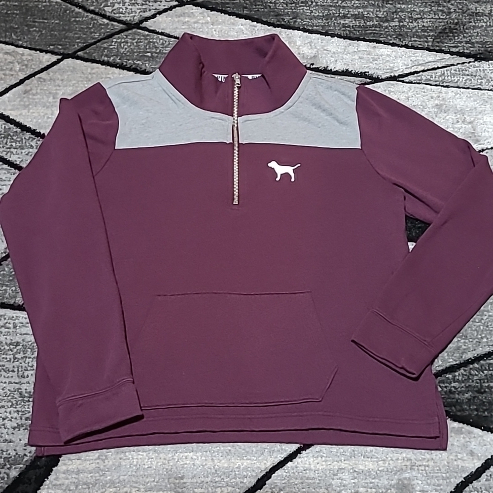 VS PINK 2016 LOGO QUARTER-ZIP SWEATSHIRT